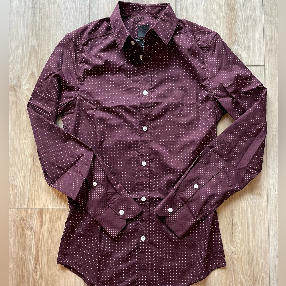 H&M Maroon Polka Dot Casual Shirt